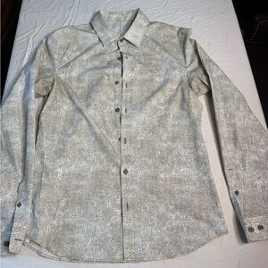 lululemon athletica Men's Light Gray Patterned Shirt